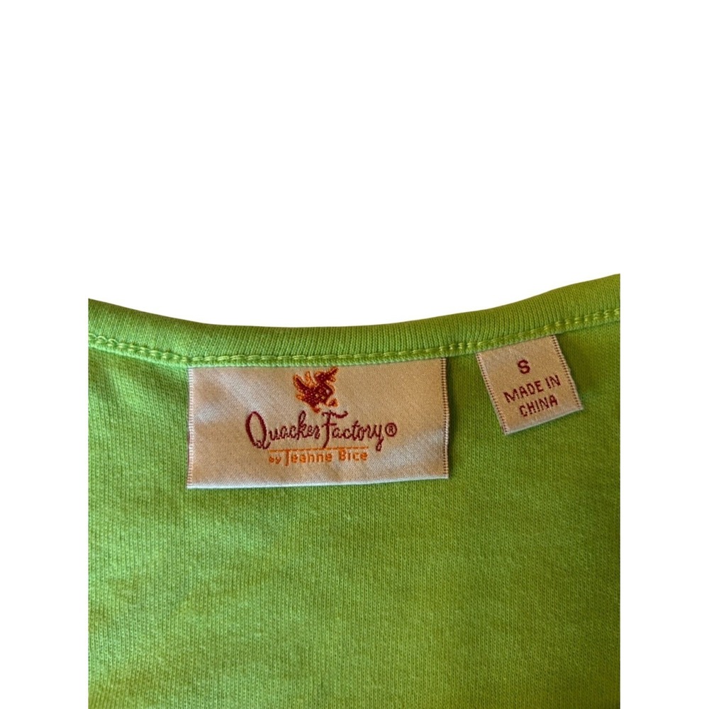NWOT Quacker Factory Lime‎ Green Short Sleeve Top with Rhinestones Size Small - Picture 5 of 5